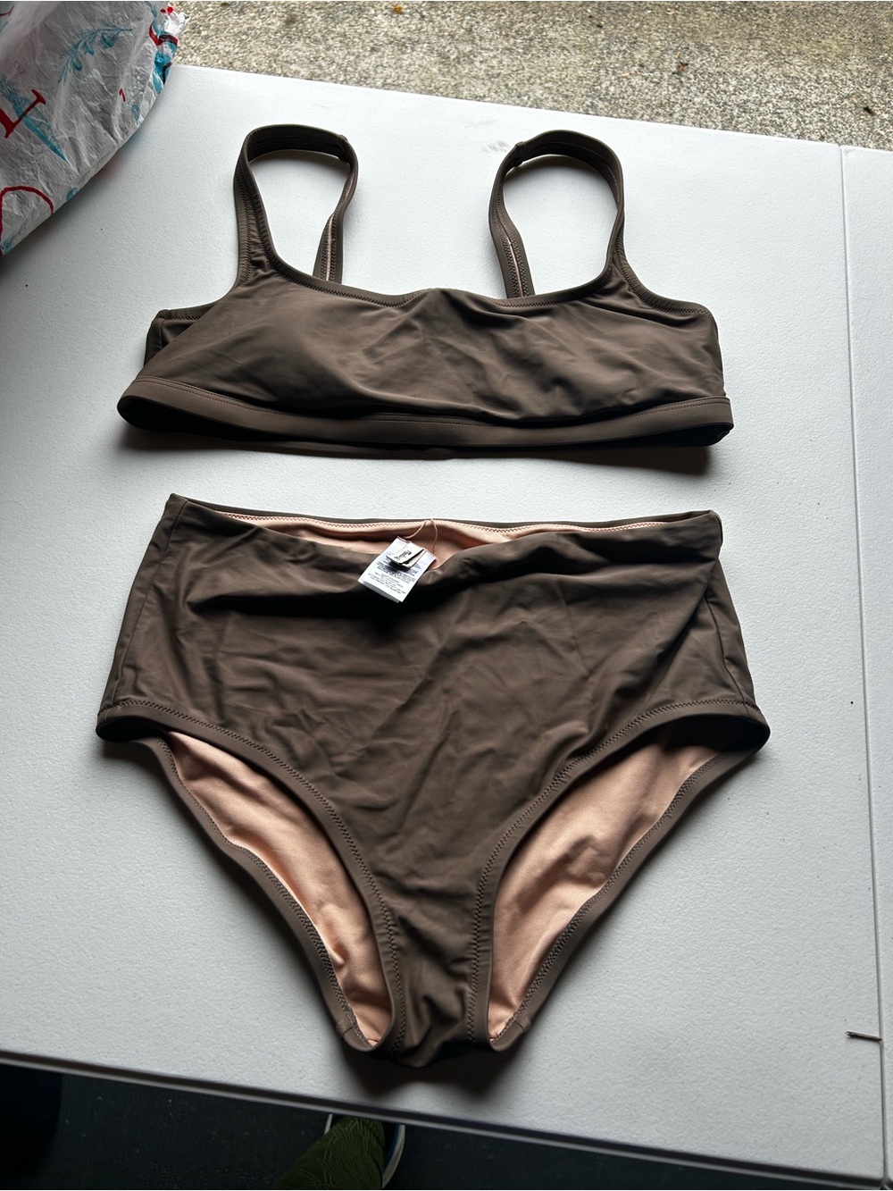 Madewell Olive Brown Two-Piece High-Waist Bikini Set never worn!